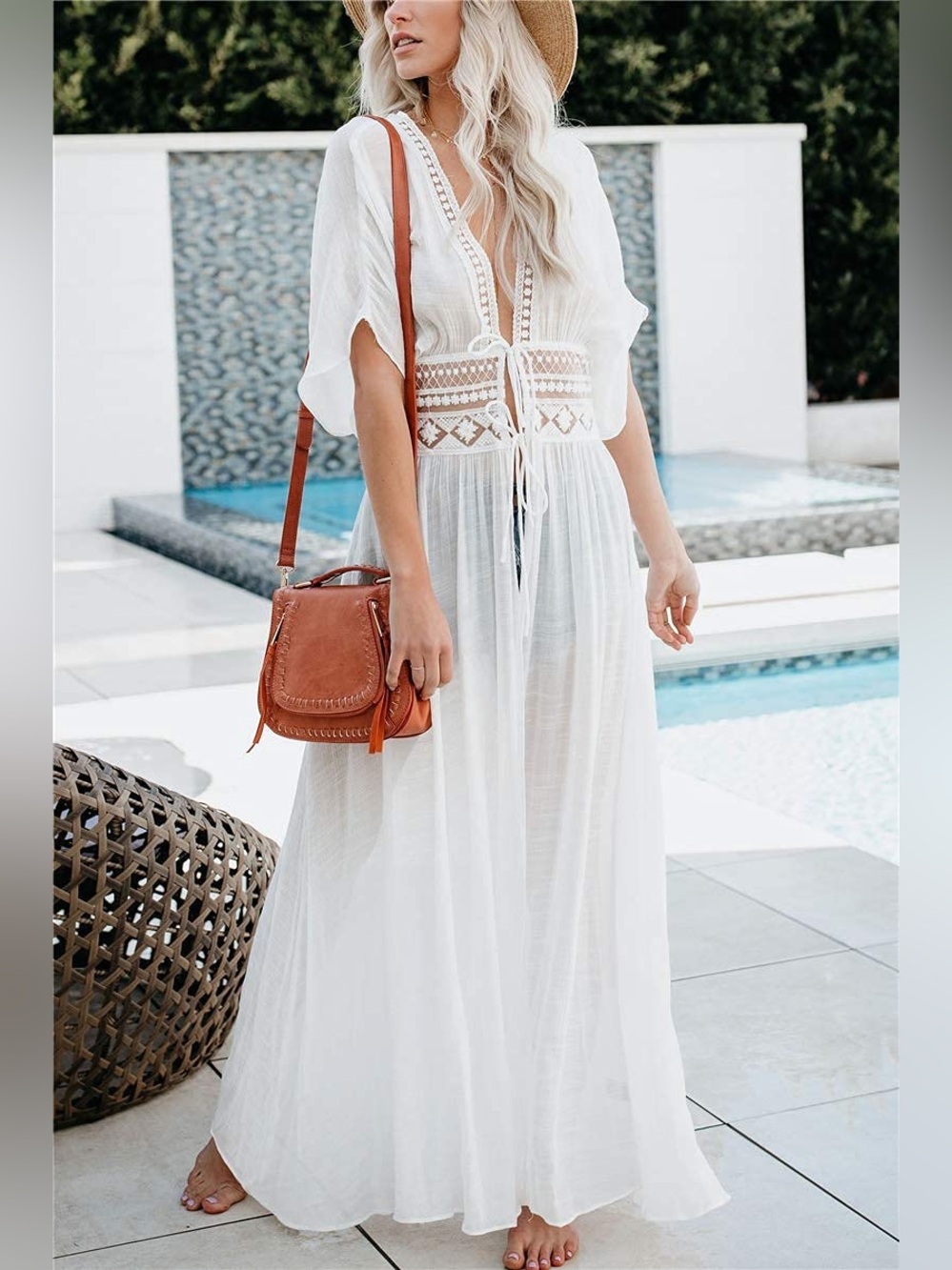Lulu’s Beach Coverup Maxi‎ Dress Kimono Small